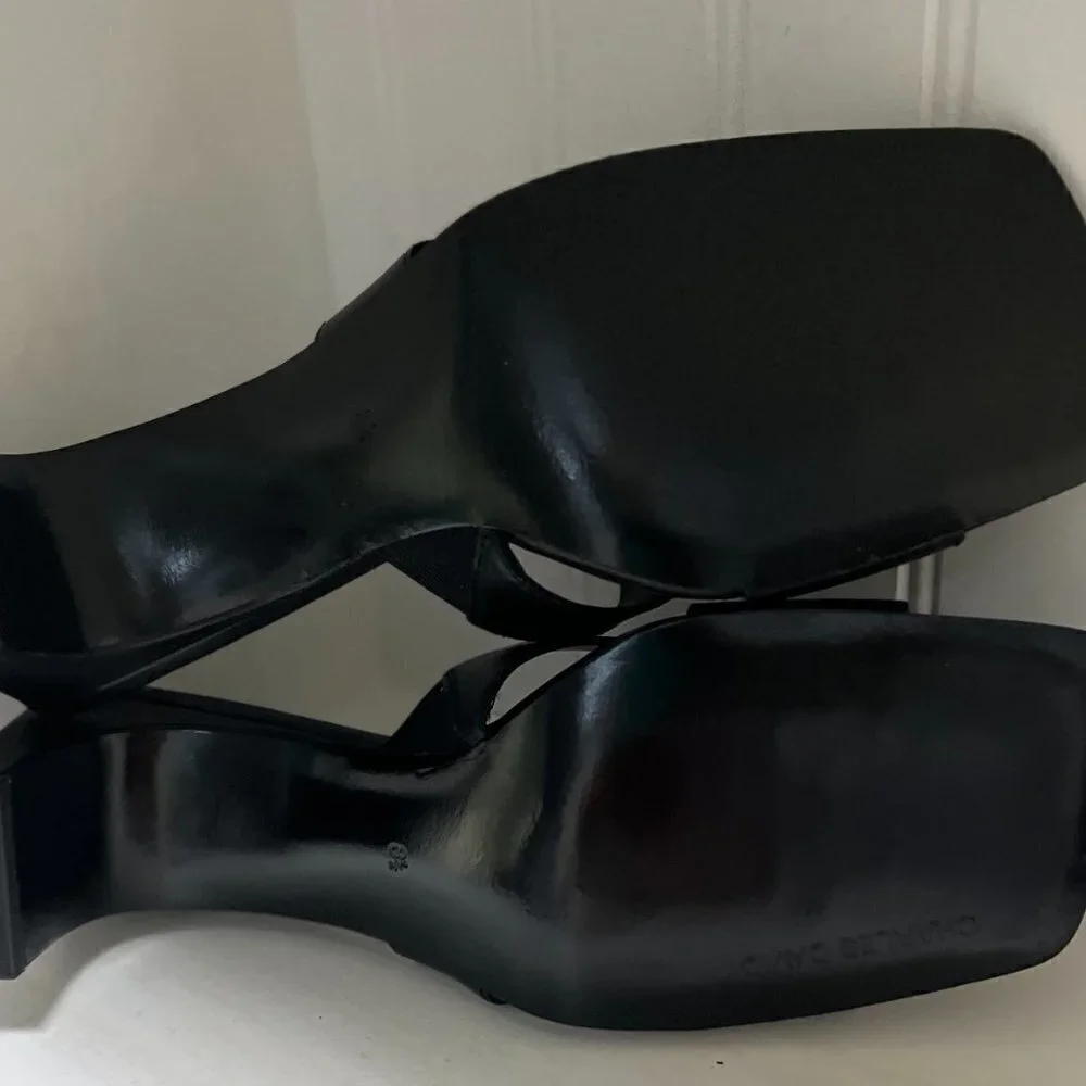 Charles David HARLEY LEATHER OPEN TOE HEEL SANDALS in Black Size 8.5